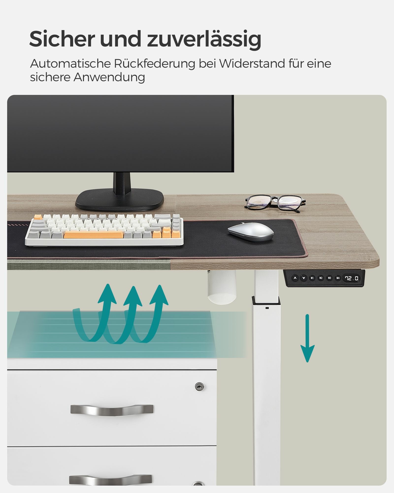Songmics Schreibtisch – 140 × 60 cm, braun/grau, Stahl