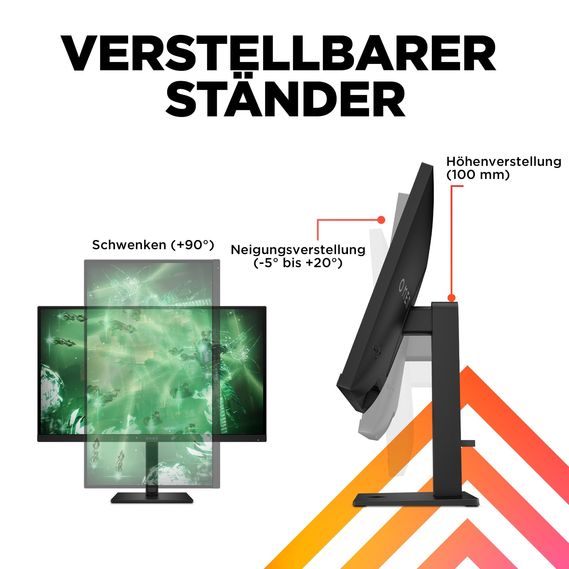 HP OMEN 27q – Monitor, 27", 2560 × 1440 (WQHD), IPS, 165 Hz, 400 cd/m², VESA 100 × 100, Schwarz
