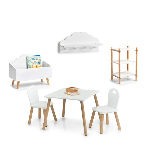 Zeller Present 3-teiliges Bistro-Set mit 2 Stühlen – Weiss – MDF, Holz – Tisch 55 × 55 × 43,5 cm – Für den Innenbereich
