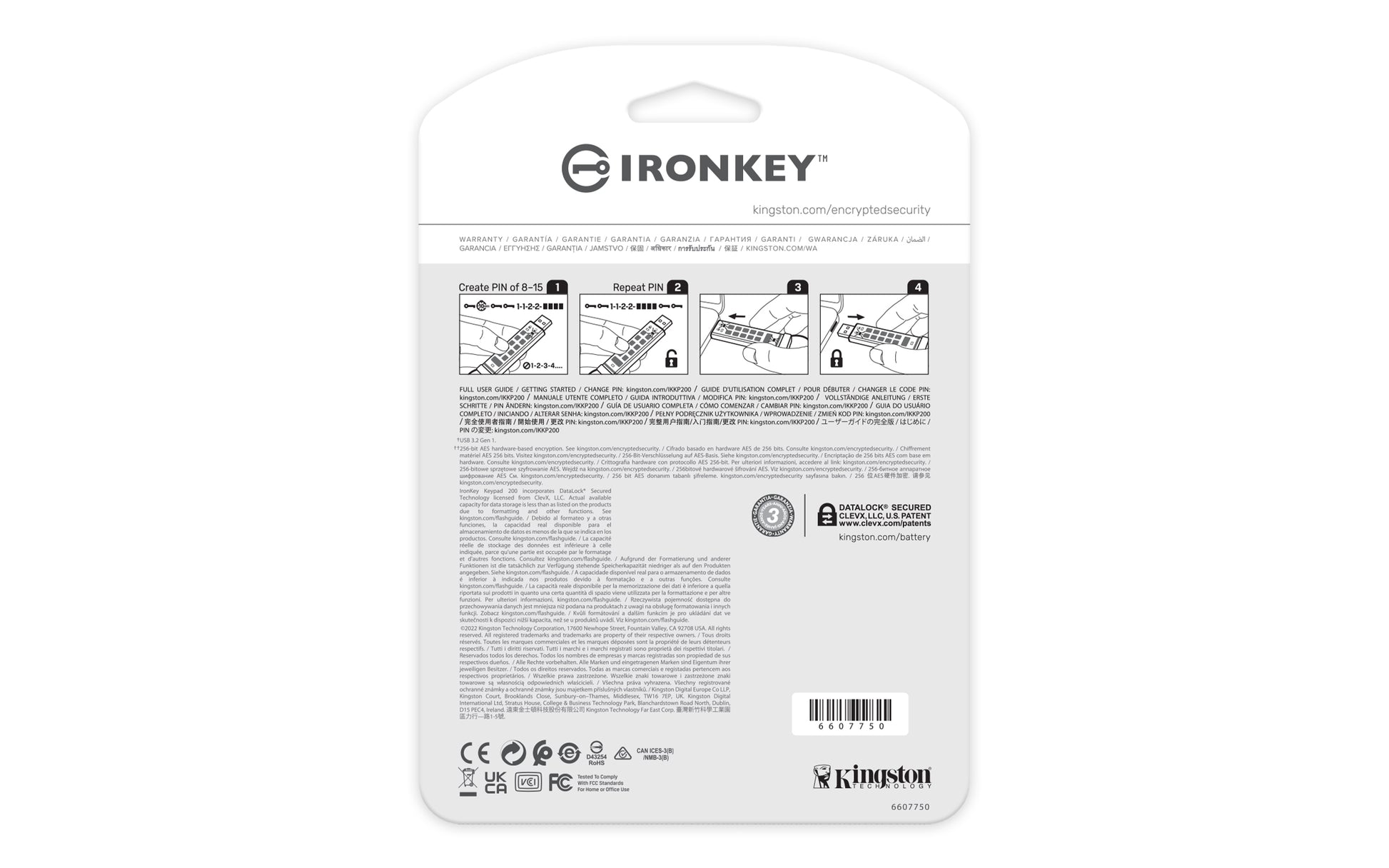 Kingston Technology Kingston IronKey KEYPAD200 USB-Stick – 256 GB, AES-256, FIPS 140-3 Level 3 (ausstehend), Tastenfeld