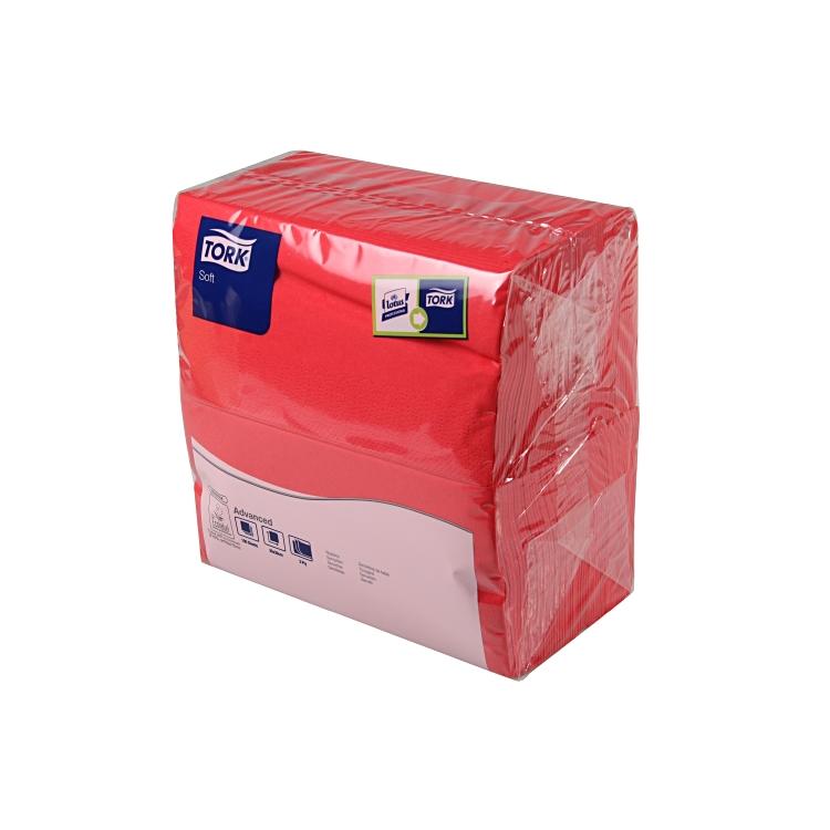 Tork Servietten rot – 39 × 39 cm, 3-lagig, 1/8-Falz – 1200 Stück