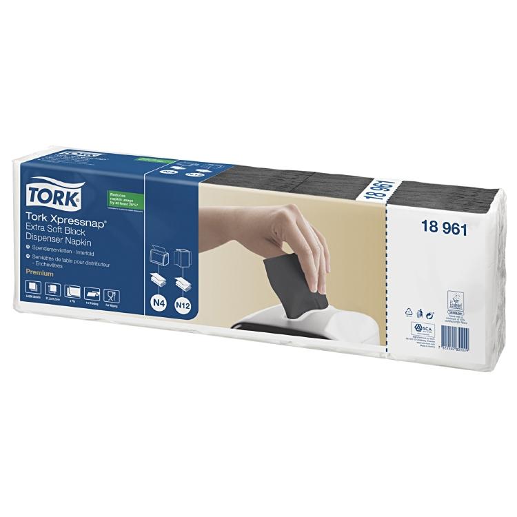 Tork Spender-Servietten Schwarz – 16,5 × 21,3 cm, 2-lagig, für N4 – 8000 Stück