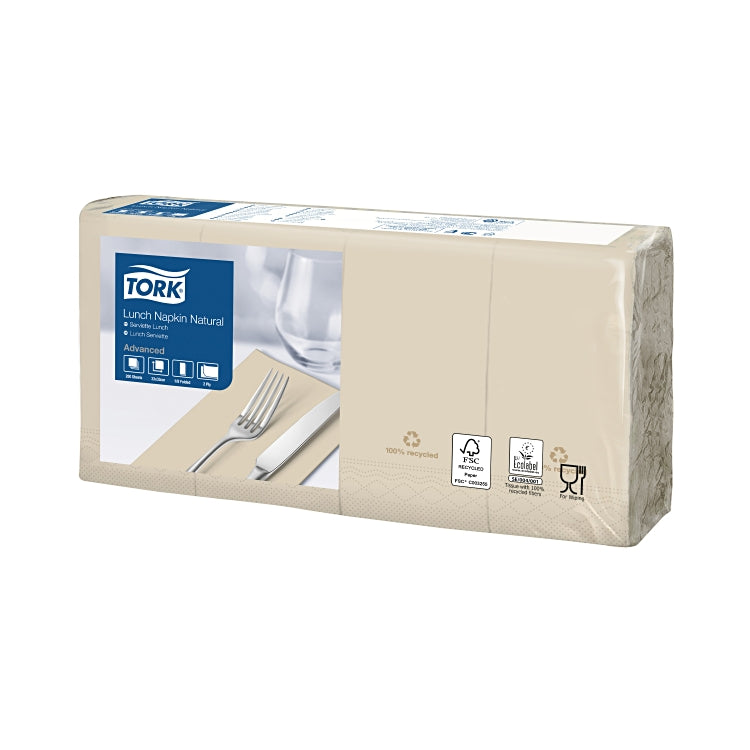 Tork Servietten Advanced natur – 33 × 33 cm, 2-lagig, 1/8-Falz – 2000 Stück