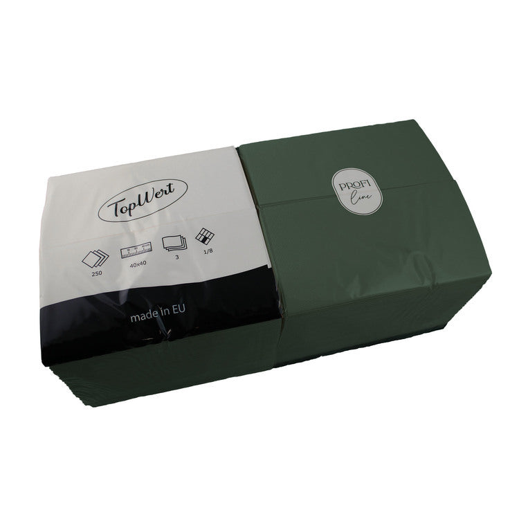 TOPWERT Servietten – Smaragdgrün – 40 × 40 cm, 3-lagig, 1/8-Falz – 250 Stück