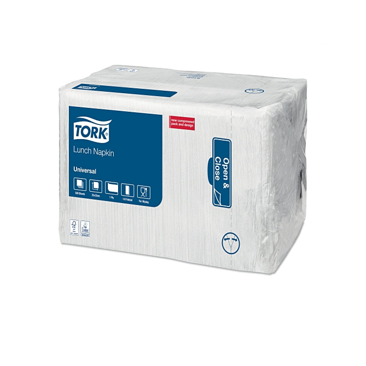 Tork Servietten weiss – 32,5 × 32,5 cm, 1-lagig, 1/8-Falz – 4000 Stück