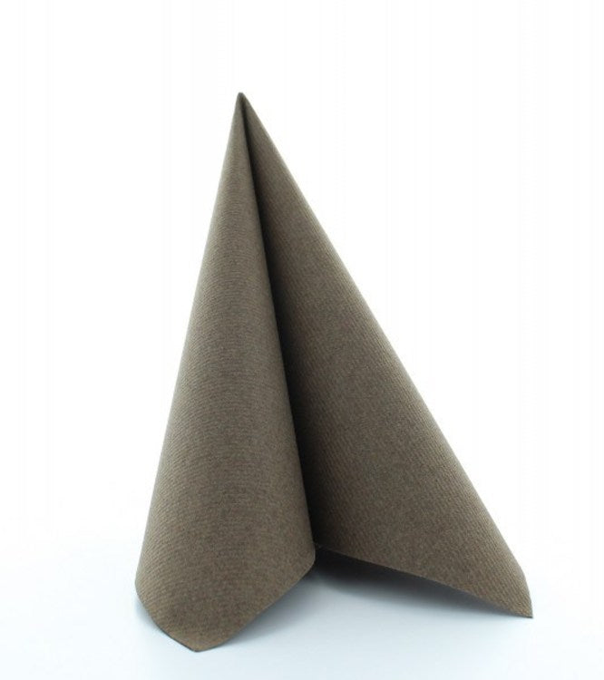 Mank Servietten braun – 40 × 40 cm, Airlaid, 1/4-Falz – 50 Stück