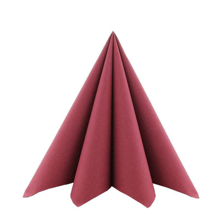 Mank Servietten Bordeaux – 40 × 40 cm, Airlaid, 1/4-Falz – 50 Stück