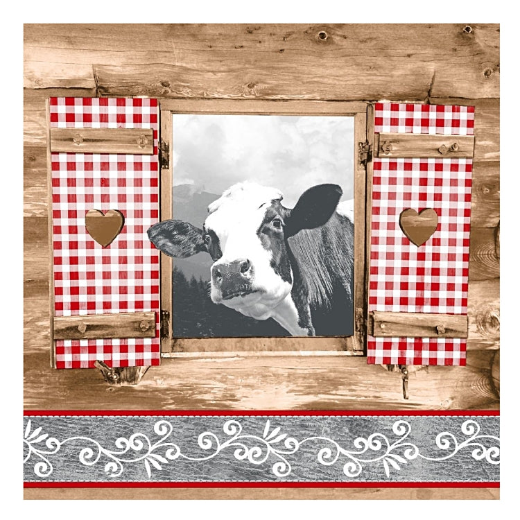 Mank Servietten Almblick – 33 × 33 cm, 3-lagig, 1/4-Falz – 100 Stück