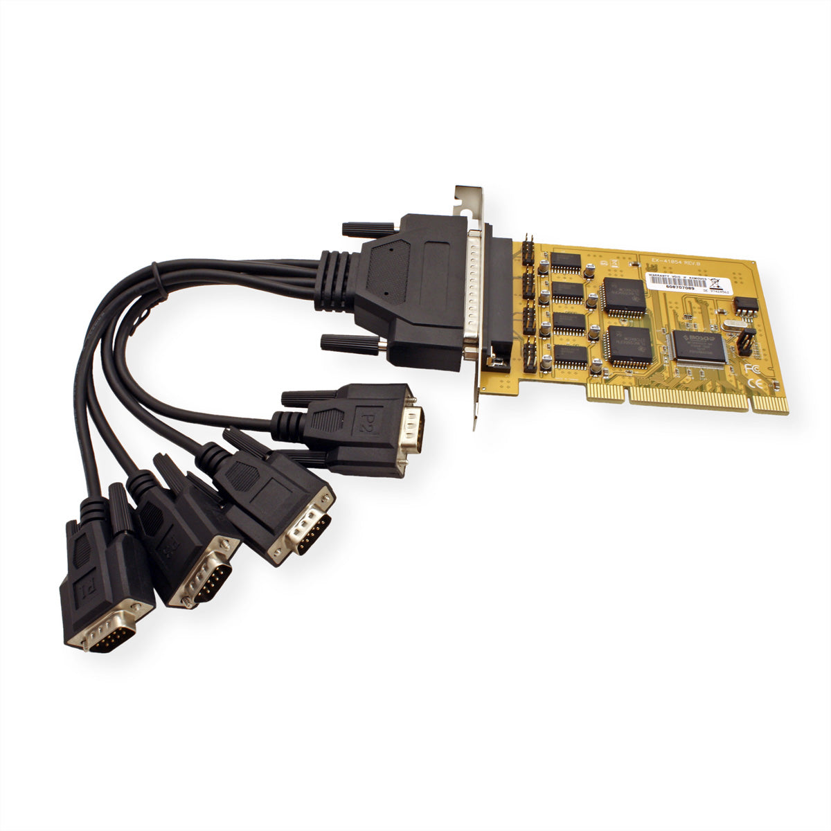 EXSYS EX-41054 Serielle Adapterkarte PCI zu 4× RS-232 – 4× 9-pol. D-Sub (via Kabel), 50–115,2 Kbaud