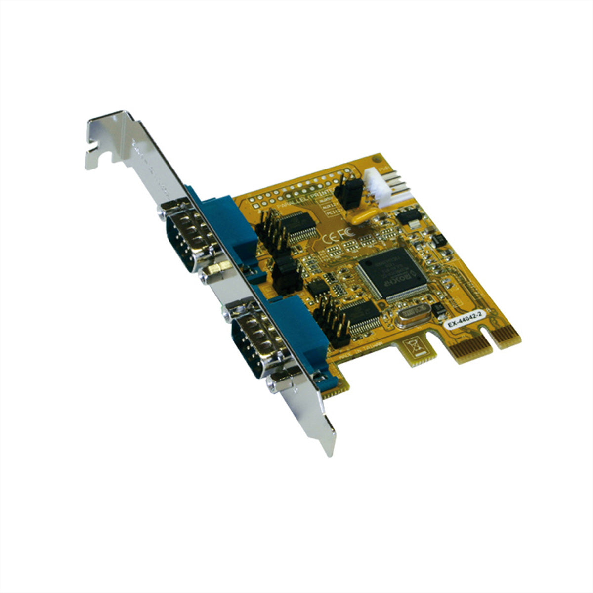 EXSYS EX-44042-2 PCIe-Seriell-Karte – 2× RS-232 (9-pol D-Sub), PCIe x1, Full-Profile, für PC/Windows