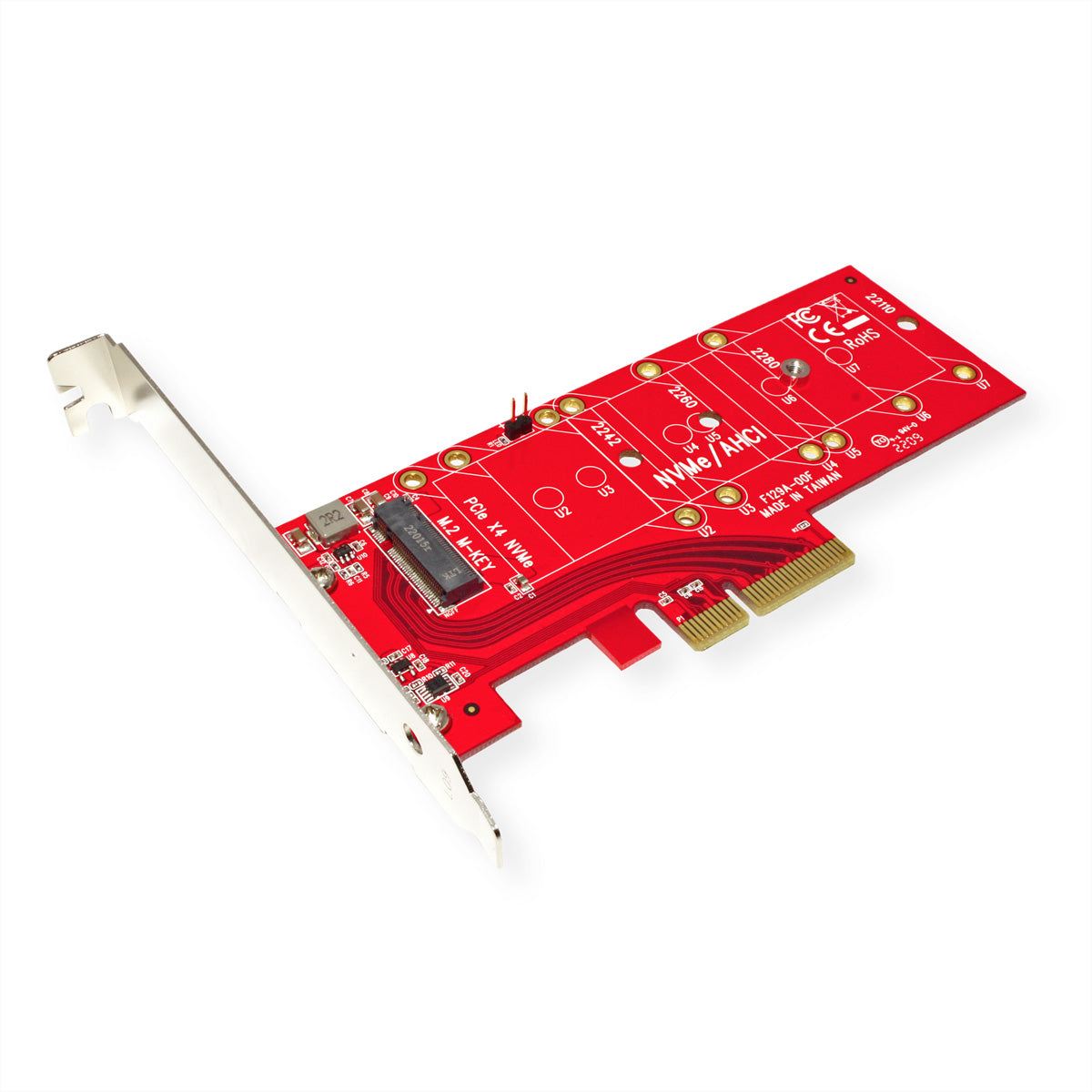 ROLINE PCIe M.2 NVMe Adapterkarte – PCIe 4.0 x4, 110 mm, 3,3 V/5 A, für M.2 NVMe SSDs – Rot