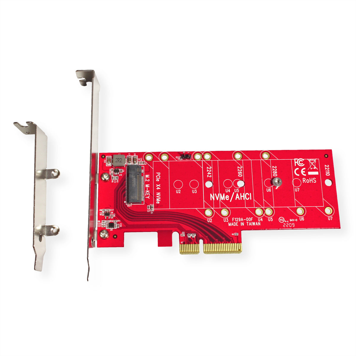 ROLINE PCIe M.2 NVMe Adapterkarte – PCIe 4.0 x4, 110 mm, 3,3 V/5 A, für M.2 NVMe SSDs – Rot