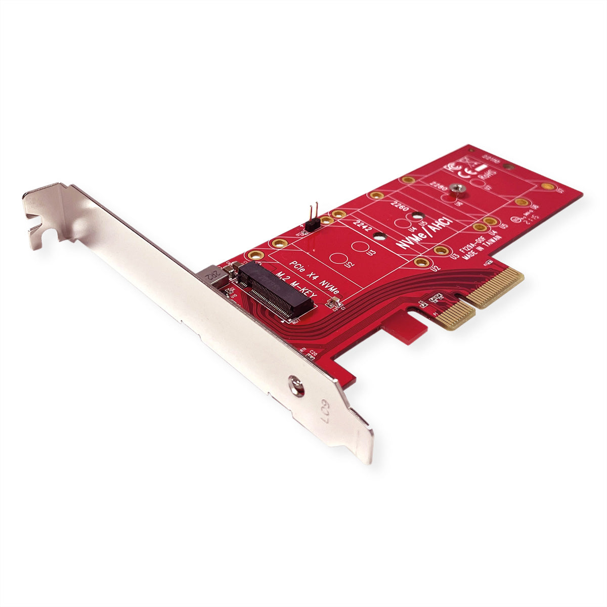 ROLINE PCIe M.2 NVMe Adapterkarte – PCIe 4.0 x4, 110 mm, 3,3 V/5 A, für M.2 NVMe SSDs – Rot
