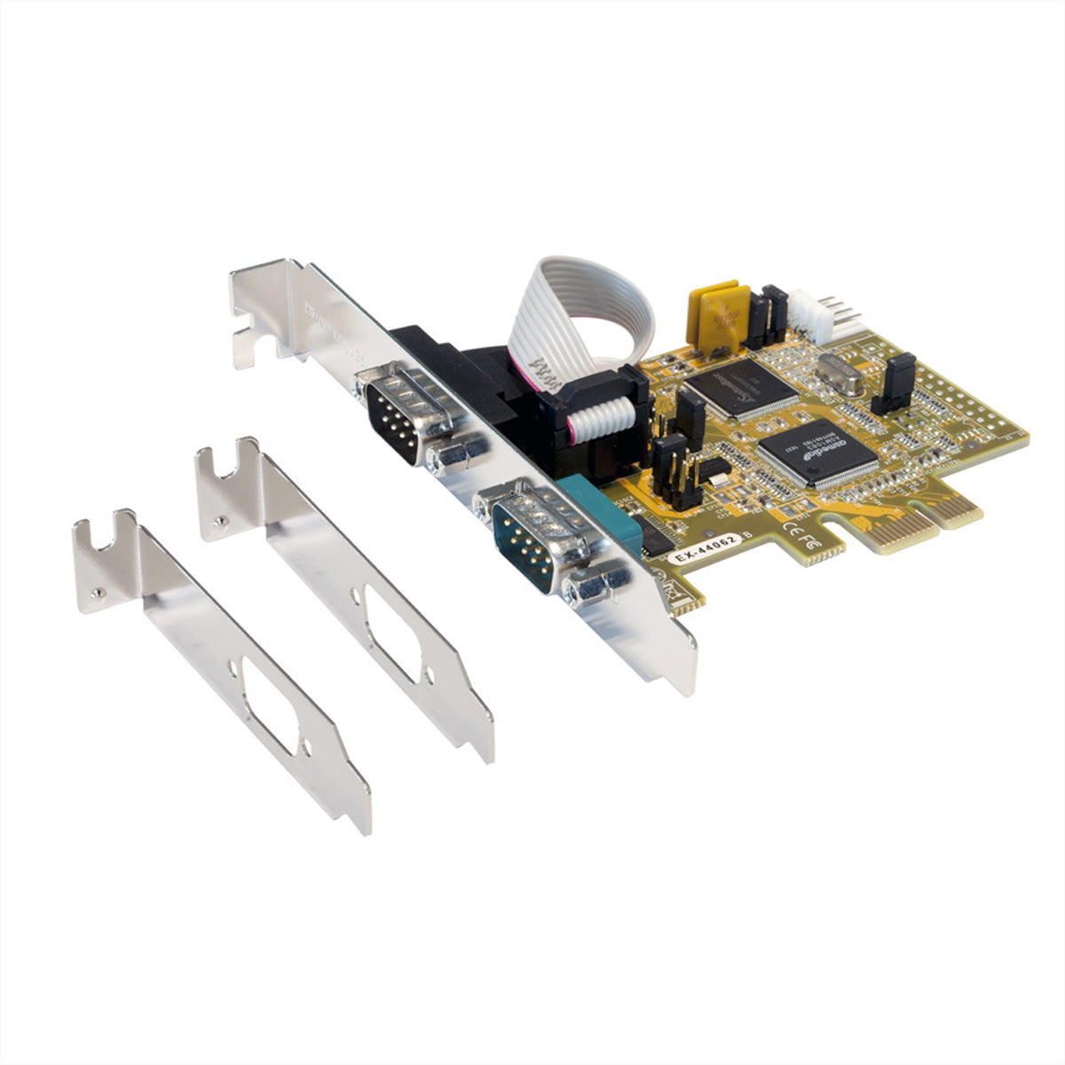 EXSYS EX-44062 PCIe RS-232 Karte – 2× RS-232 (9-pol D-Sub), Low-Profile, für PC (Windows/Linux)
