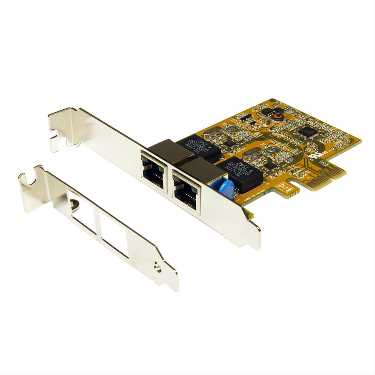 EXSYS EX-6072-4K PCIe Gigabit Ethernet Karte – 2× RJ-45, 10/100/1000 Mbit/s, 4 kV optische Isolation