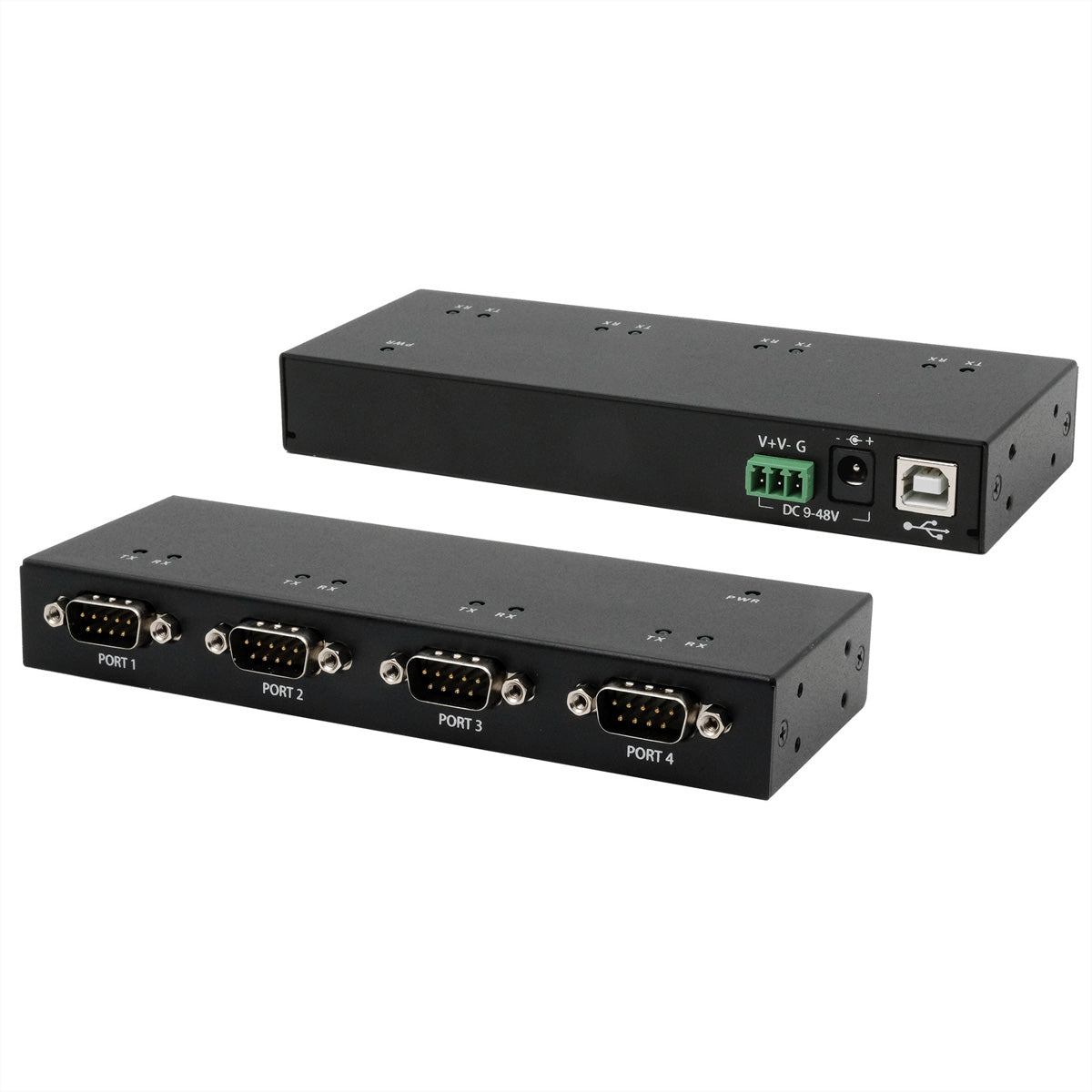 EXSYS EX-13074HM USB-zu-RS-232 Konverter – 4× RS-232, USB 2.0, FTDI Chip – Schwarz