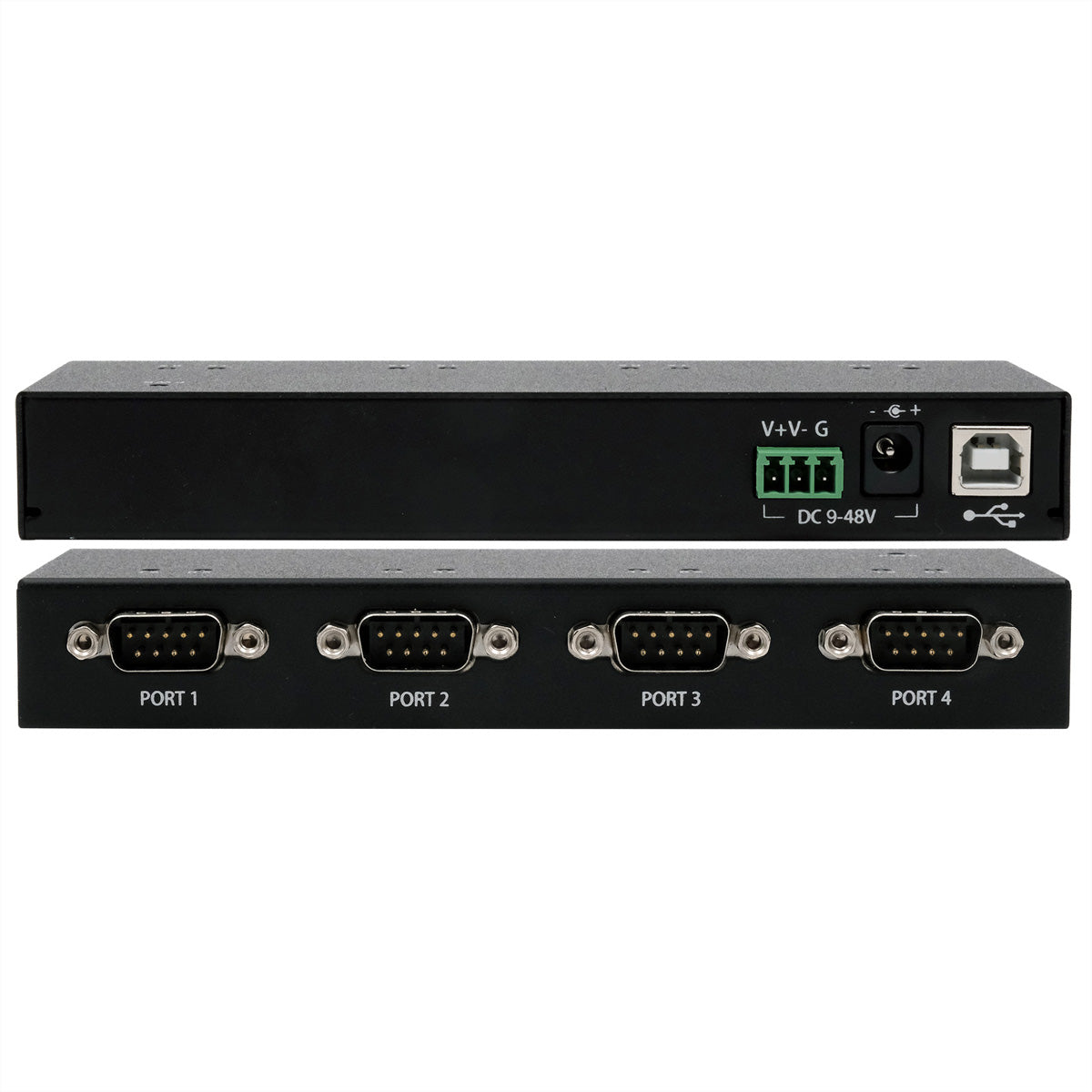 EXSYS EX-13074HM USB-zu-RS-232 Konverter – 4× RS-232, USB 2.0, FTDI Chip – Schwarz