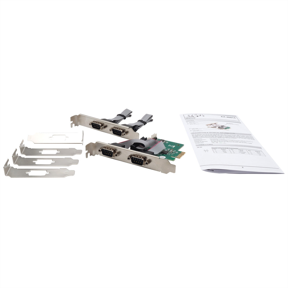 EXSYS EX-46014 – PCIe Seriell RS-232 Karte – 4×9-Pin D-SUB