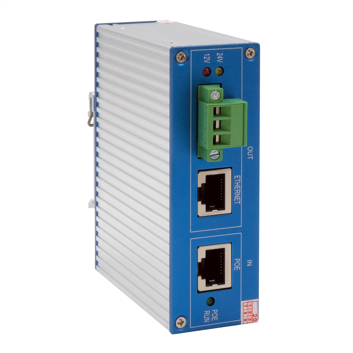 EXSYS EX-60321 PoE-Splitter – 24 VDC/30 W, PoE (IEEE 802.3af), 1× 1G (RJ-45), IP40, DIN-Schiene