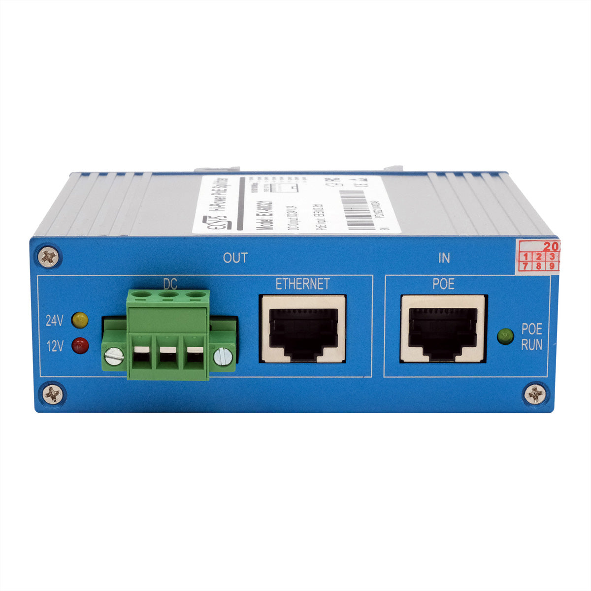 EXSYS EX-60321 PoE-Splitter – 24 VDC/30 W, PoE (IEEE 802.3af), 1× 1G (RJ-45), IP40, DIN-Schiene