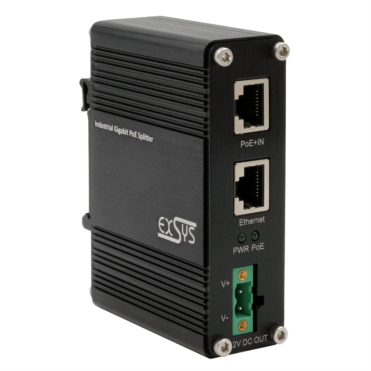 EXSYS EX-60325 PoE+ Splitter – Gigabit, 12 V/20 W, 1× RJ-45 – für nicht-PoE-Geräte (IP-Kamera, WLAN-AP)