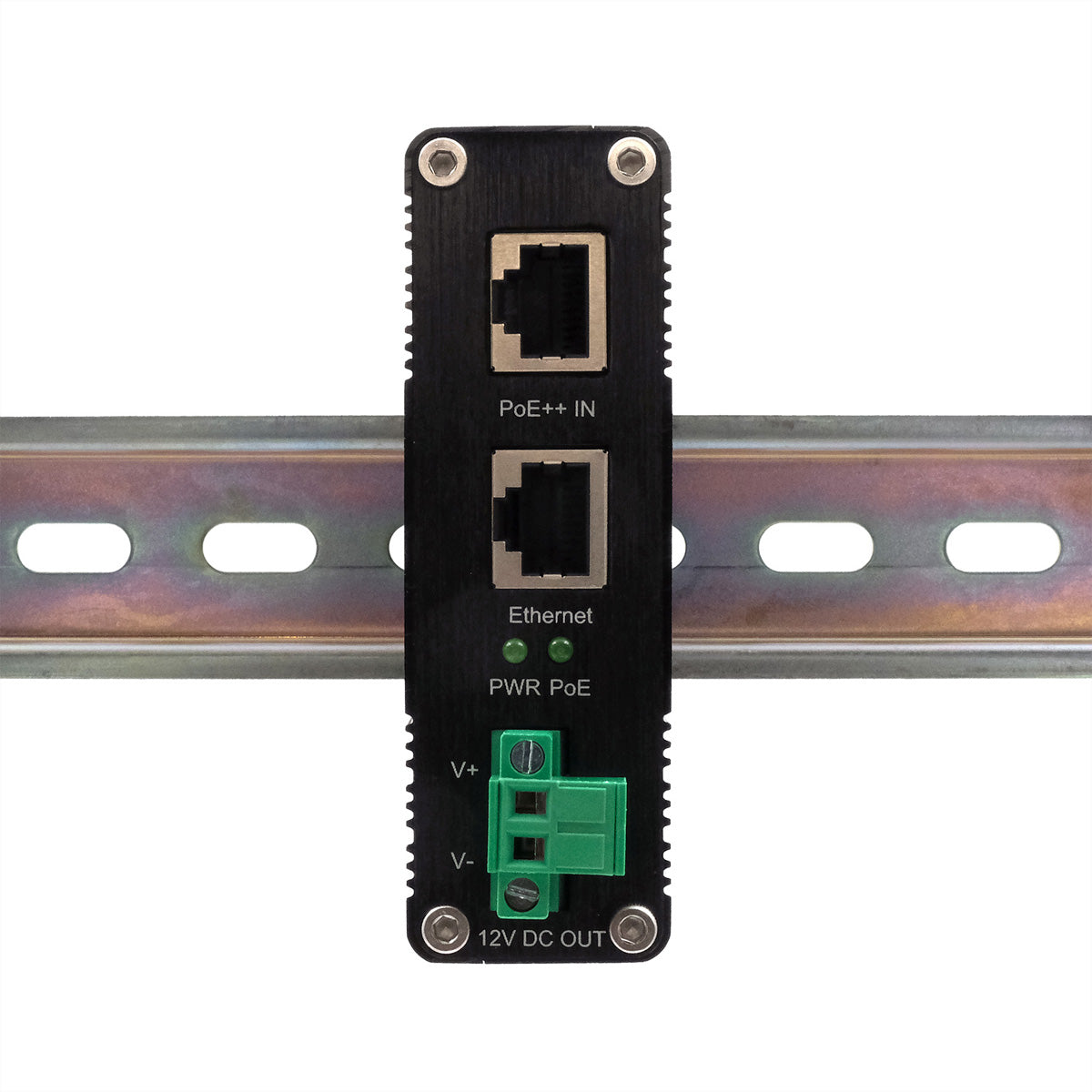 EXSYS EX-60326 PoE-Splitter – Gigabit, PoE++ 12 VDC/36 W, 1× RJ-45, Hutschiene – für IP-Kameras/WLAN-AP