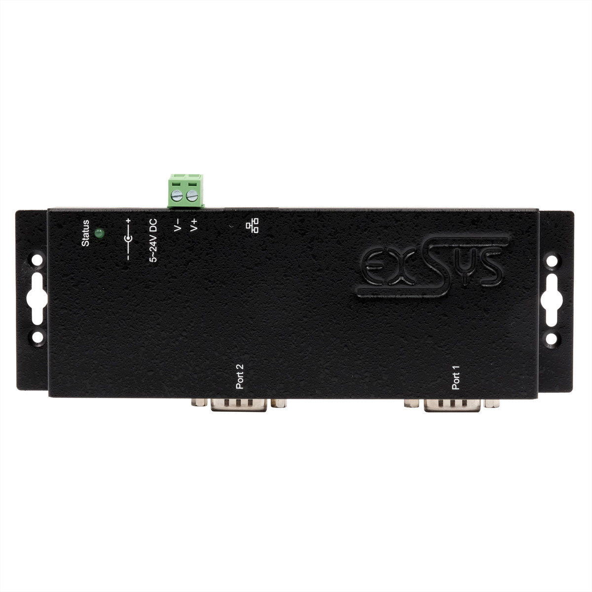 EXSYS EX-6122-2PoE Seriell zu Ethernet – 2× RS-232 (9-polig), PoE/PoE+ – für serielle Geräte