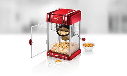 Unold Popcornmaker Retro 48535 – 50 g, 300 W, Kunststoff/Edelstahl – Rot/Silber