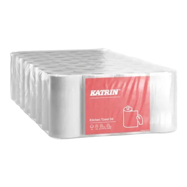 Katrin Haushaltspapier – 2-lagig, weiss – 224 × 230 mm – Rolle 64 Blatt – Sack 32 Rollen