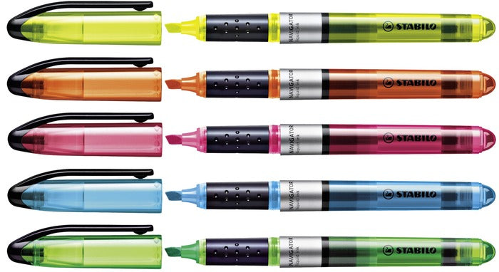 STABILO Navigator Textmarker – 10er Set, Farben: Gelb, Keilspitze 2–5 mm