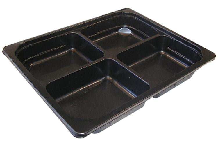 Miko pac Schale/Schüssel, PP, 4-geteilt – 4×550 ml, 325×265×50 mm, schwarz – 100 Stk.