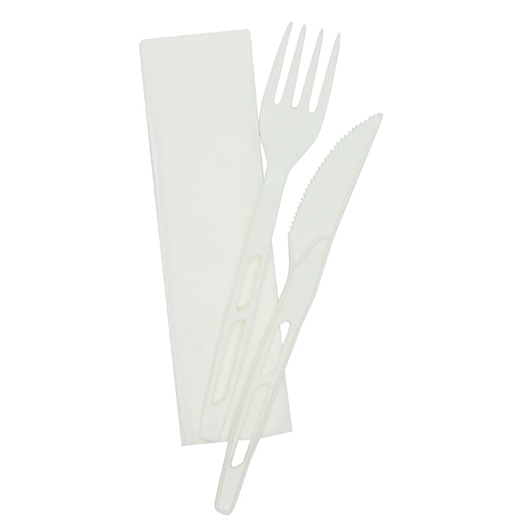 Besteck-Set 3-teilig, PLA, weiss – 100 Stk.
