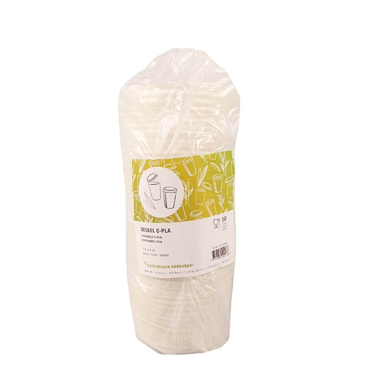 Deckel für Bambus-Becher 3 dl, PLA, weiss – Ø 9 cm – 50 Stk.