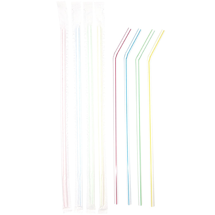 PP Strohhalme, Ø 5 mm, 24 cm, farbig gestreift – 250 Stk.