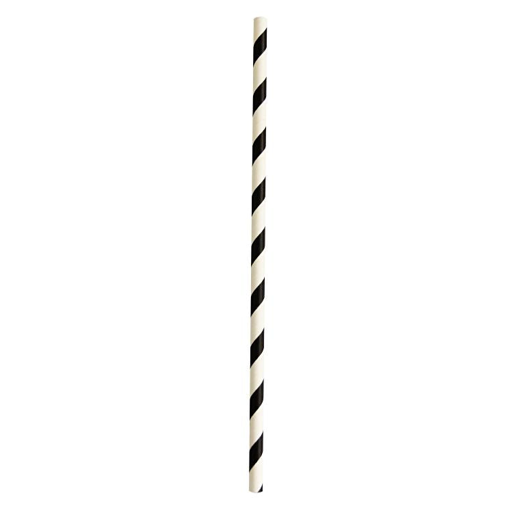 Papierstrohhalme, Ø 6 mm 21 cm, Schwarz/Weiss – 150 Stk.