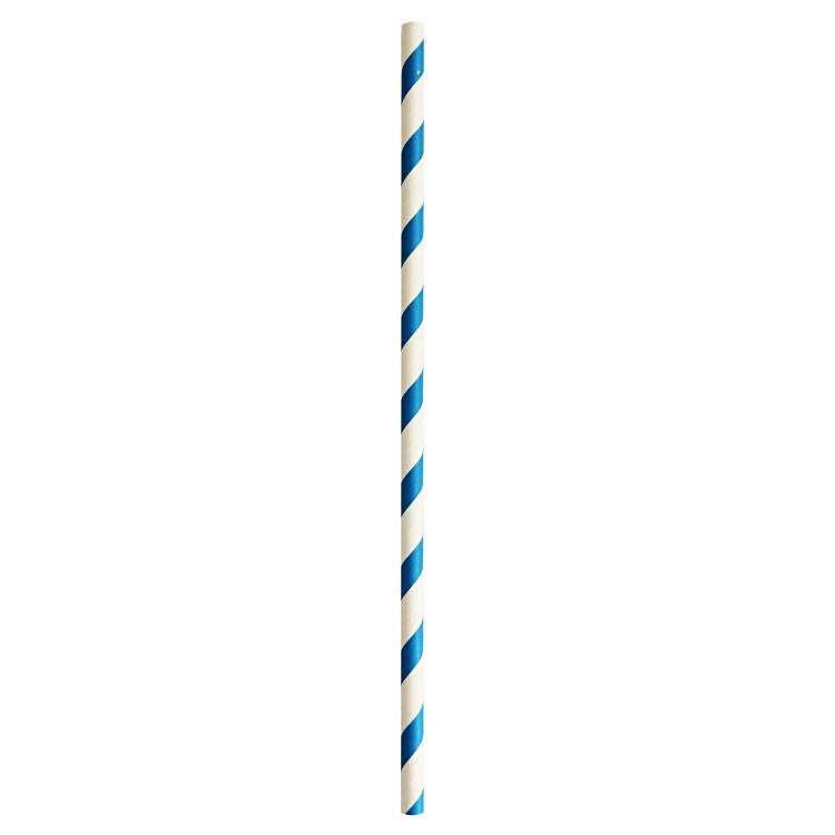 Papierstrohhalme, Ø 6 mm 21 cm, blau/weiss – 150 Stk.