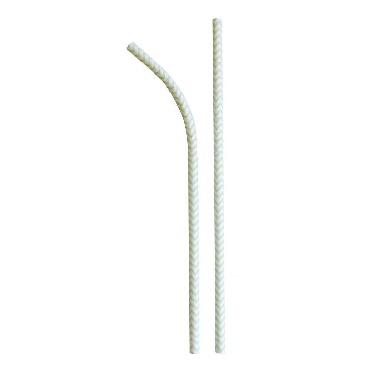 Papier-/Kartonstrohhalme, Ø 6 mm 21 cm, türkis/weiss – 150 Stk.