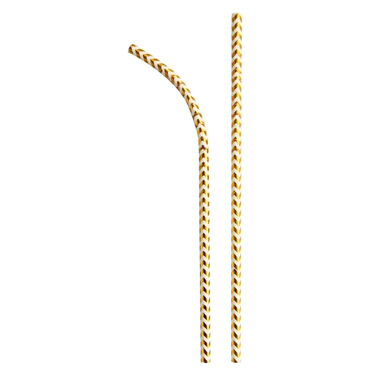 Papierstrohhalme, Ø 6 mm 21 cm, Gold/Weiss – 150 Stk.