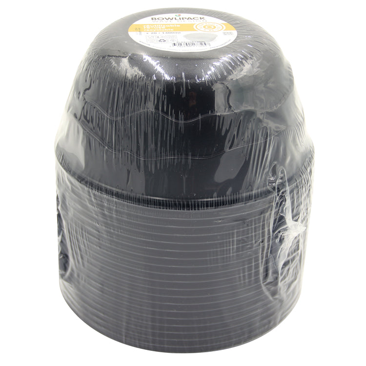 Schale – 20er Set, 3 Grössen: 15 × 15 × 7,2 cm, 18 × 18 × 7,2 cm, 18 × 18 × 8,7 cm, Kunststoff (PP), Schwarz