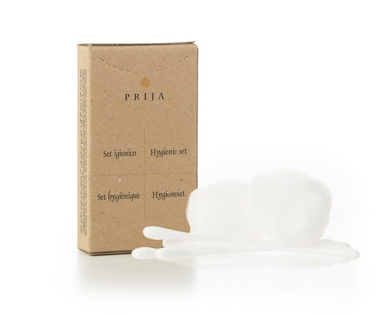 Prija Hygieneset – je 4 Wattestäbchen, 3 Wattebällchen – 100 Stk