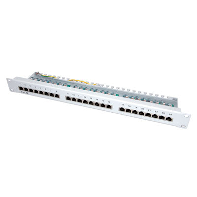 VALUE 19" Patchpanel – Kat.5e, 24× Ports, geschirmt (STP), Krone LSAplus, lichtgrau