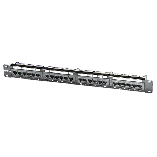 ROLINE Patchpanel Cat.5e – 24× RJ‑45, UTP, 19", 1U, schwarz