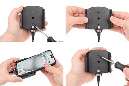 Brodit Active Halter – Auto-Ladegerät – Schraubbefestigung – für Apple iPhone 15 Pro Max, Apple iPhone 15 Plus
