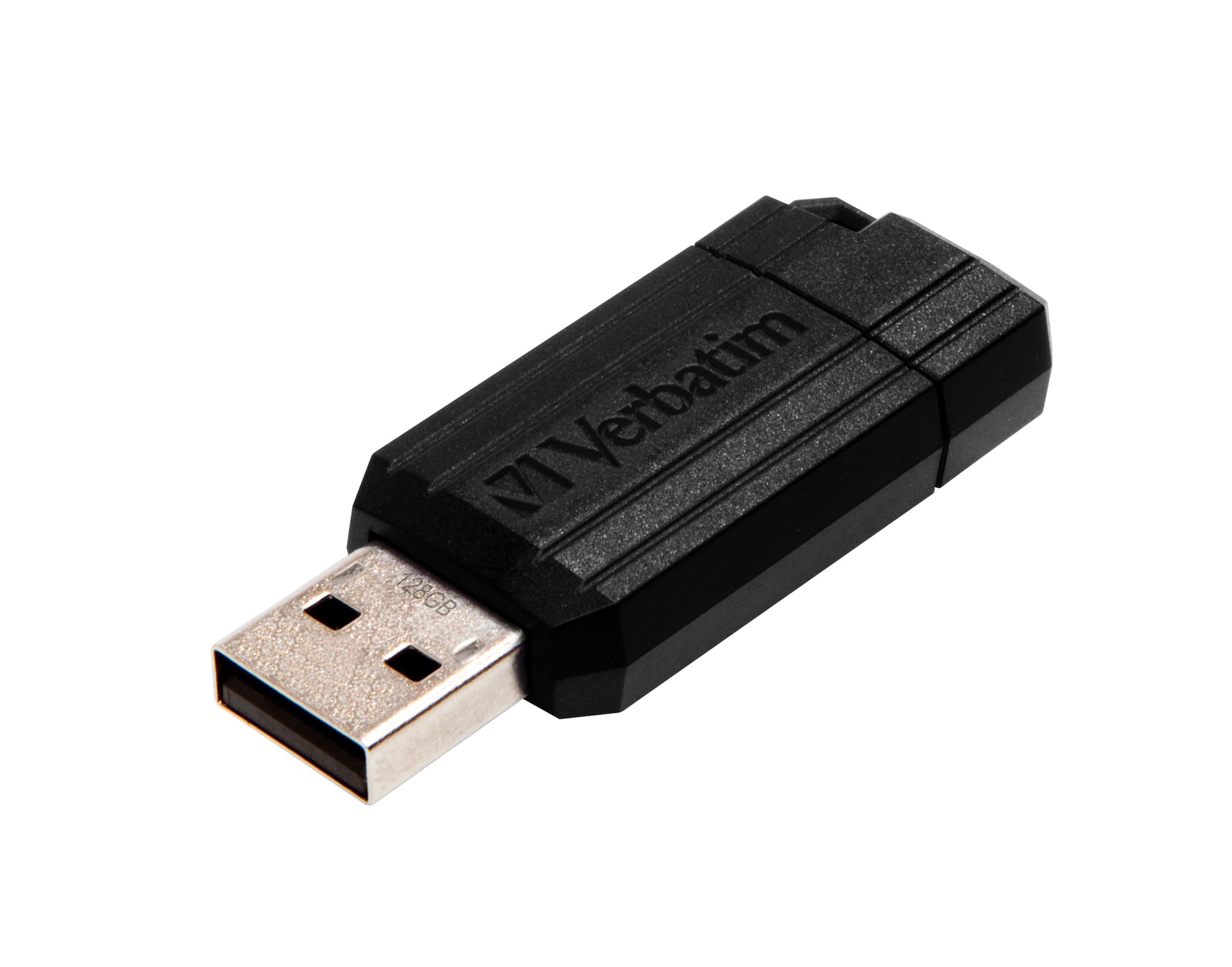 Verbatim PinStripe – 128 GB USB-Stick, USB Typ-A 2.0, 10 MB/s, Schwarz, Kappe