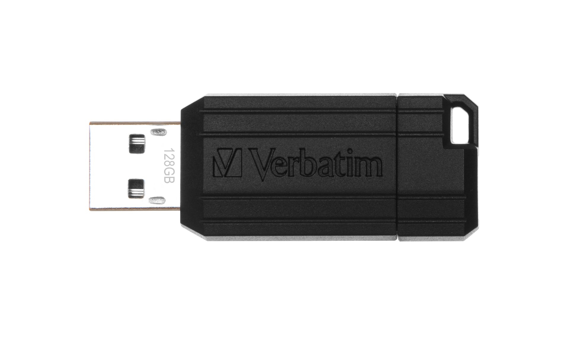 Verbatim PinStripe – 128 GB USB-Stick, USB Typ-A 2.0, 10 MB/s, Schwarz, Kappe