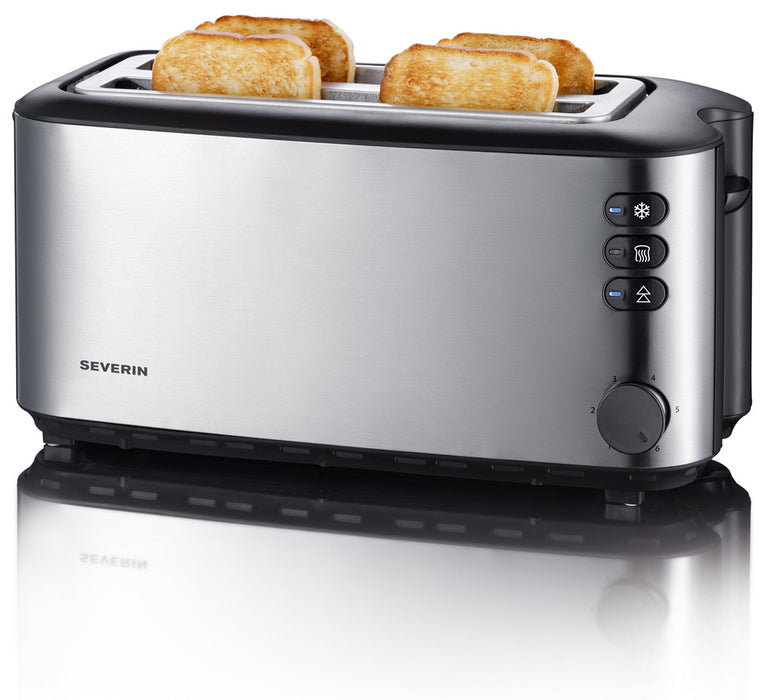 Severin Toaster AT 2509 – 4 Scheiben, 1400 W, Abtaufunktion & Warmhaltefunktion – Edelstahl