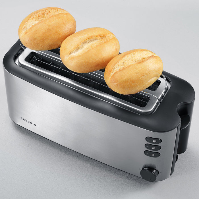 Severin Toaster AT 2509 – 4 Scheiben, 1400 W, Abtaufunktion & Warmhaltefunktion – Edelstahl