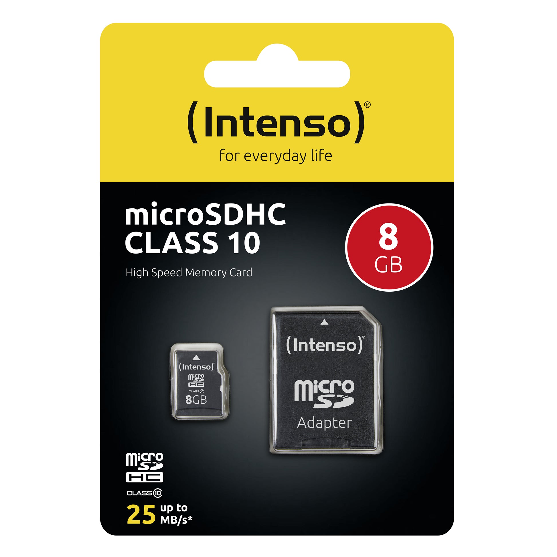Intenso microSDHC 8 GB – Class 10, 25 MB/s Lesen, inkl. SD-Adapter