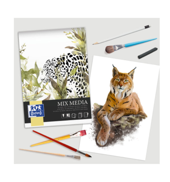 Oxford Art Mixed Media Block – A4 – 225 g/m² – Softcover – 25 Blatt, weiss
