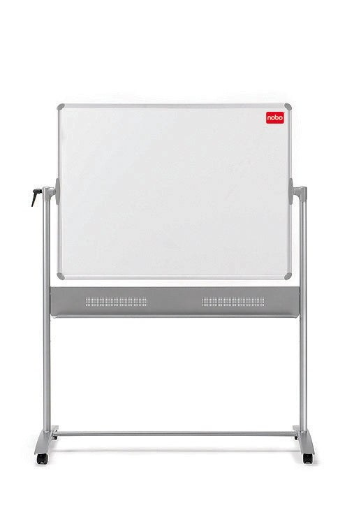 Nobo Whiteboard – 120 × 90 cm, Stahl, magnetisch, mobil, beidseitig, drehbar, inkl. Stiftablage